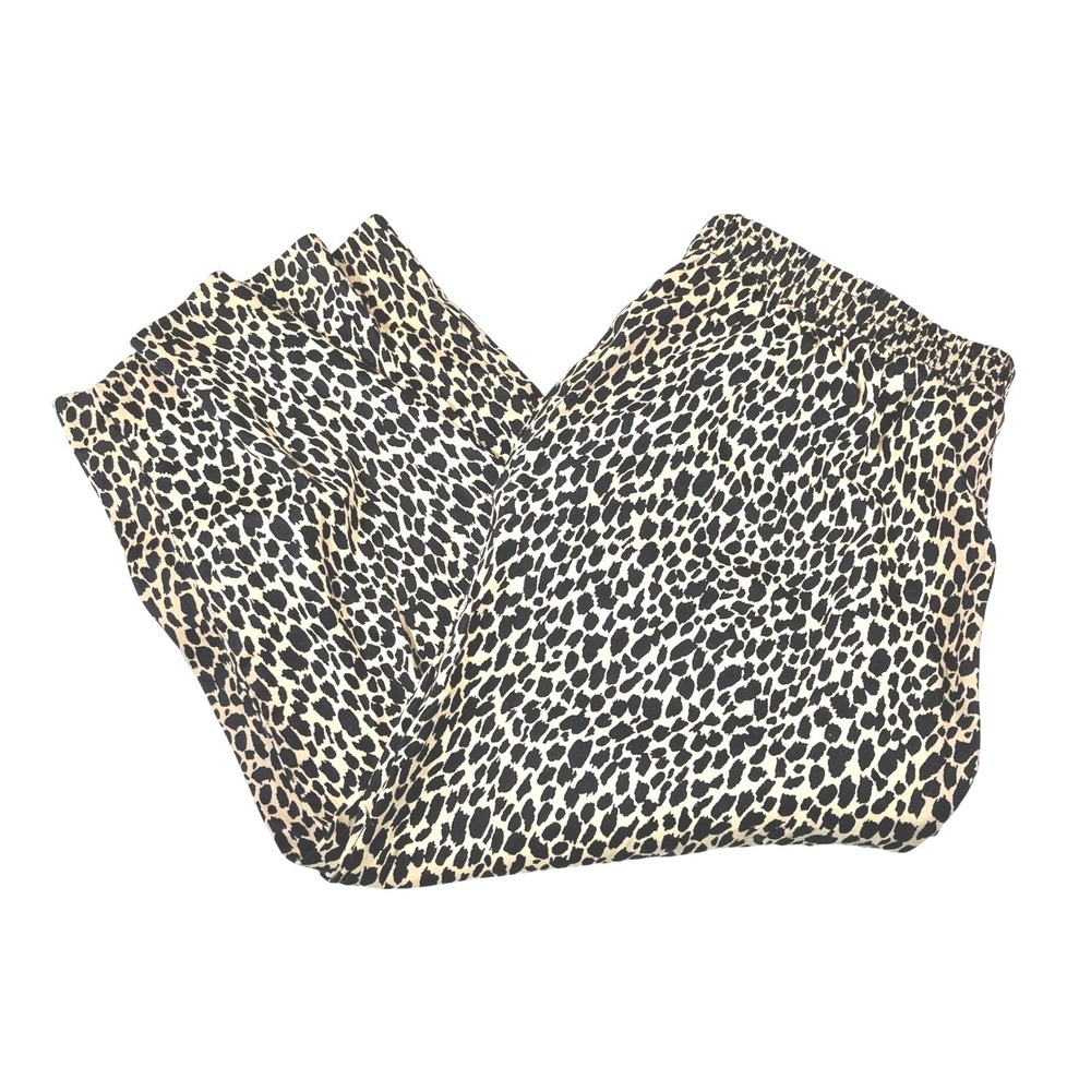 Alfred Dunner 10P Tan Black Leopard Print Elastic Waist Cropped Pants Mob Wife